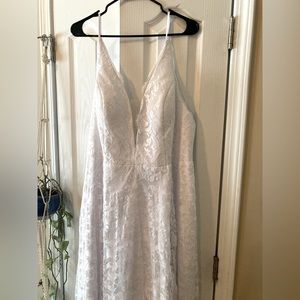 Inaix floor length lace wedding dress with train